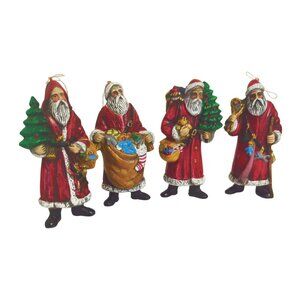Old World Santa Claus Figurine Ornaments Set Of 4 Christmas Decor Hand-Painted